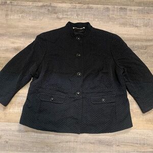 Talbots Petite 14WP Black Textured 3/4 Sleeve Blazer Jacket Office Career